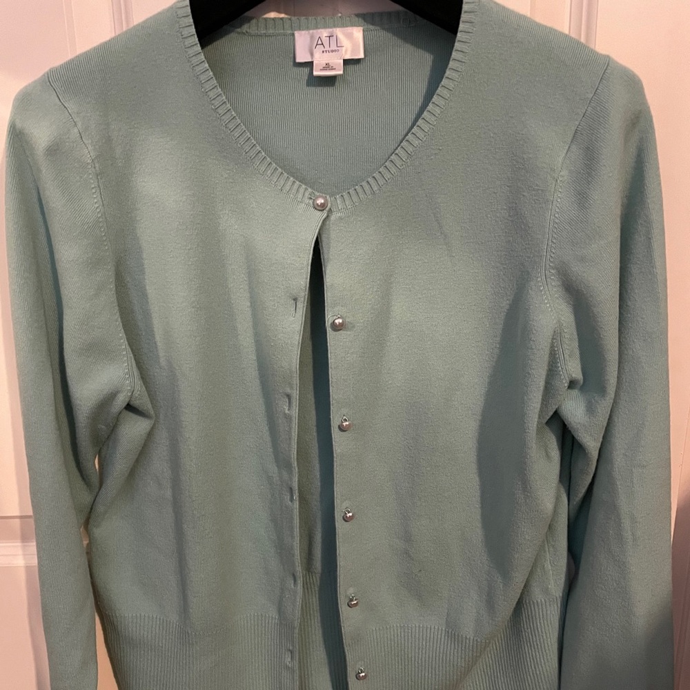 Mint cardigan with Pearl buttons